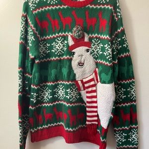 Large, red, white, and green Ugly Christmas Sweater
